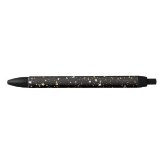 Golden Stars, Black Trim, Black Ink Pen