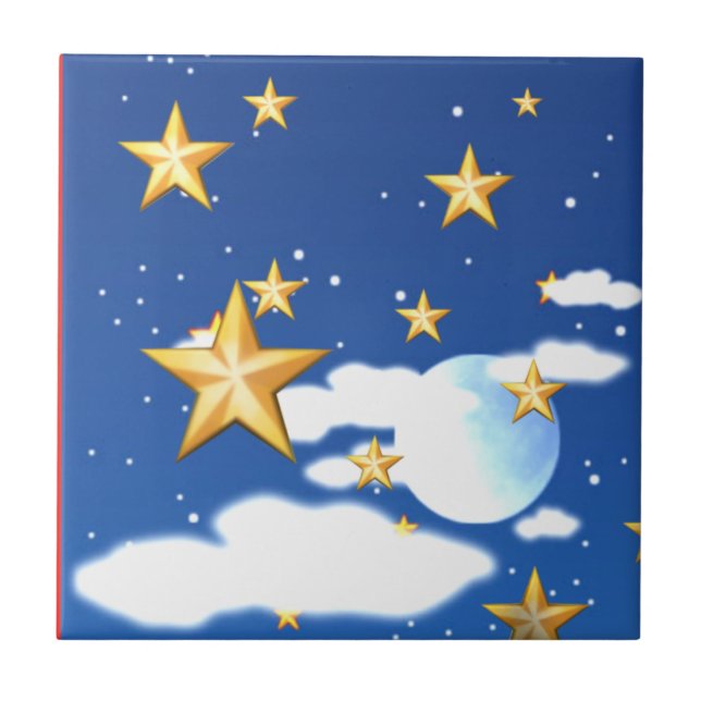 Golden Stars - Ceramic Tile (Front)