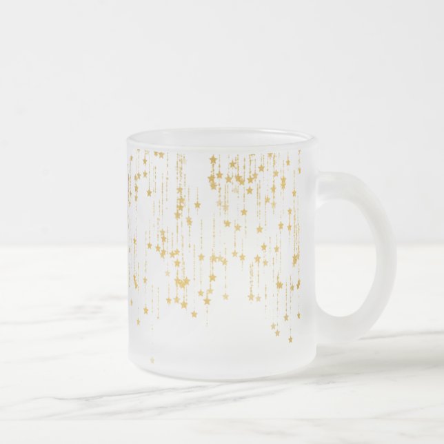 Golden Stars -Custom Your Color- Frosted Glass Coffee Mug (Right)