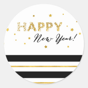 Golden Stars - Happy New Year Classic Round Sticker