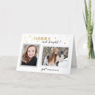 Golden Stars - Merry and Bright Holiday Card