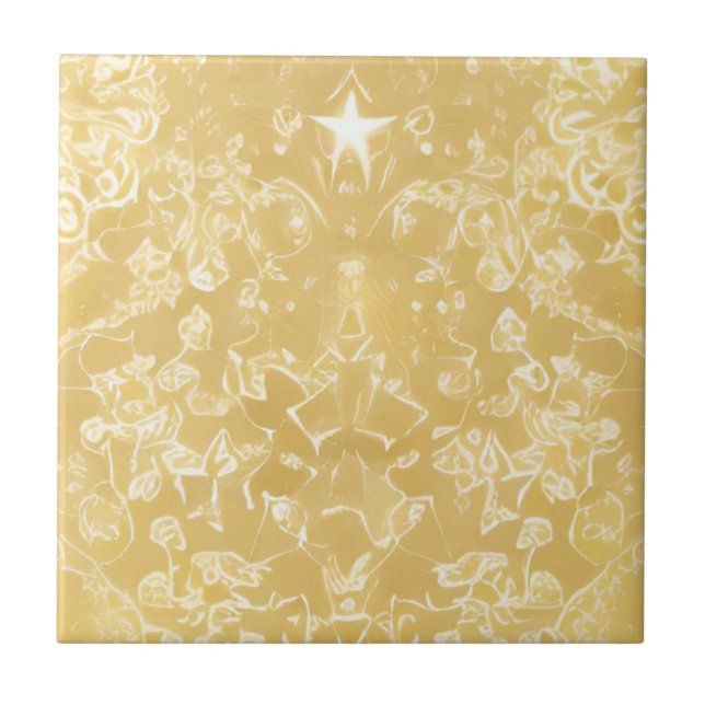 Golden stars mosaic decorative  ceramic tile (Front)