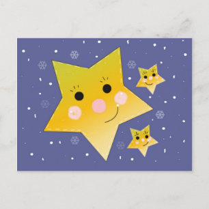 Golden Stars on a Blue Sky Background Postcard