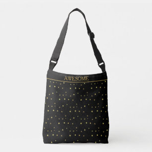 Golden stars on black crossbody bag