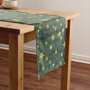 Golden Stars ⭐ on Green Table Runner