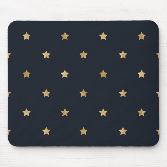 Golden Stars on Midnight Black Mouse Pad (Front)