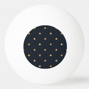 Golden Stars on Midnight Black Ping Pong Ball