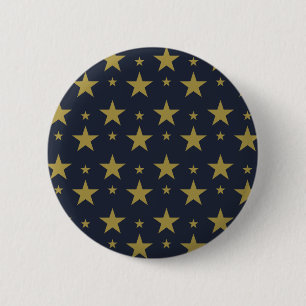 Golden Stars on Navy Blue – Elegant and Timeless 6 Cm Round Badge