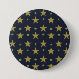 Golden Stars on Navy Blue – Elegant and Timeless 7.5 Cm Round Badge