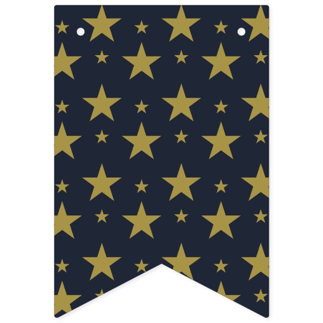 Golden Stars on Navy Blue – Elegant and Timeless Bunting (First Flag)
