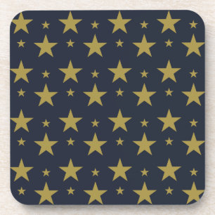 Golden Stars on Navy Blue – Elegant and Timeless Coaster