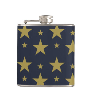 Golden Stars on Navy Blue – Elegant and Timeless Hip Flask
