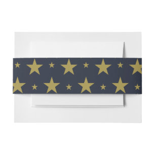 Golden Stars on Navy Blue – Elegant and Timeless Invitation Belly Band