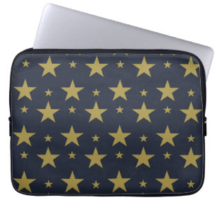 Golden Stars on Navy Blue – Elegant and Timeless Laptop Sleeve