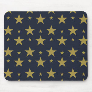Golden Stars on Navy Blue – Elegant and Timeless Mouse Pad