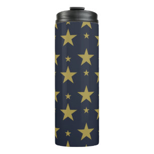 Golden Stars on Navy Blue – Elegant and Timeless Thermal Tumbler