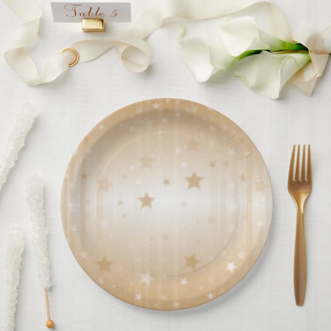 Golden Stars Paper Plate (Wedding)