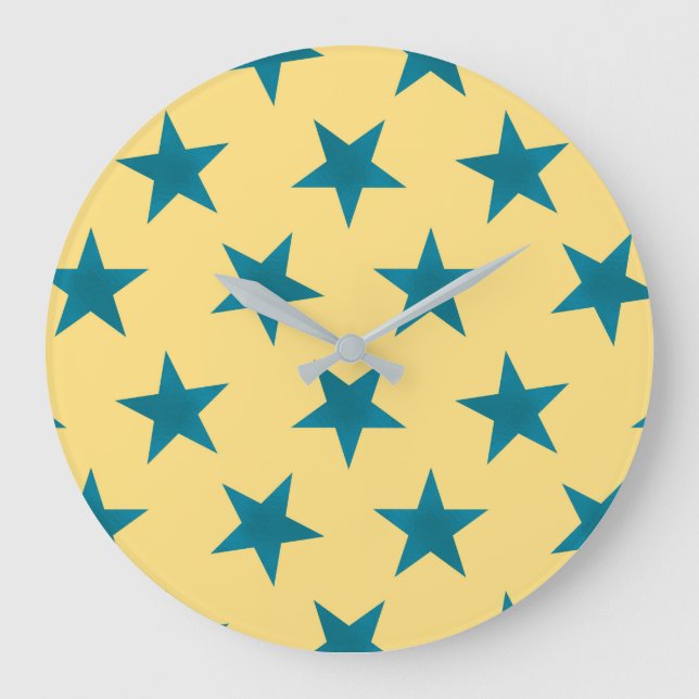 Golden Stars Pattern 18 Large Clock (Front)