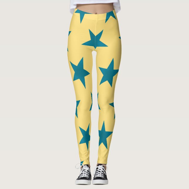 Golden Stars Pattern 18 Leggings (Front)