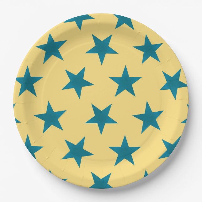 Golden Stars Pattern 18 Paper Plate (Front)