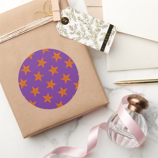 Golden Stars Pattern 3 Classic Round Sticker (Gifting)