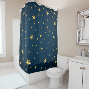 Golden stars shower curtain