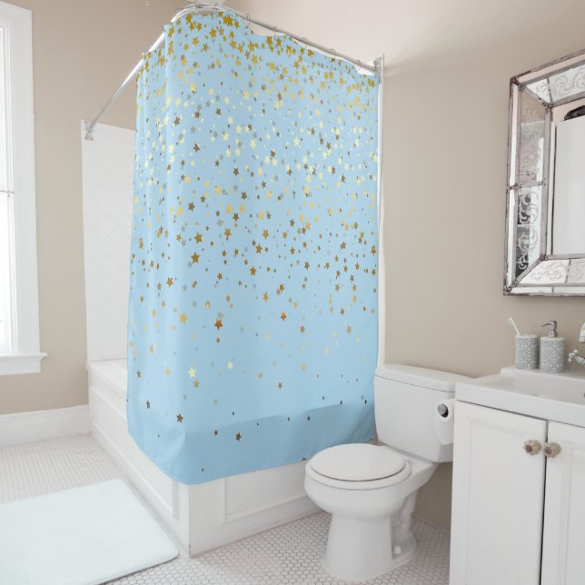 Golden Stars Shower Curtain (In Situ)