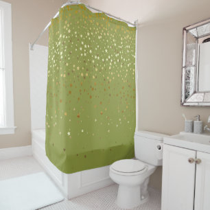 Golden Stars Shower Curtain in Olive