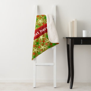 golden stars text template sherpa blanket
