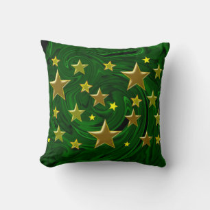 golden stars texture green malachite cushion