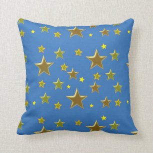 golden stars with blue background cushion