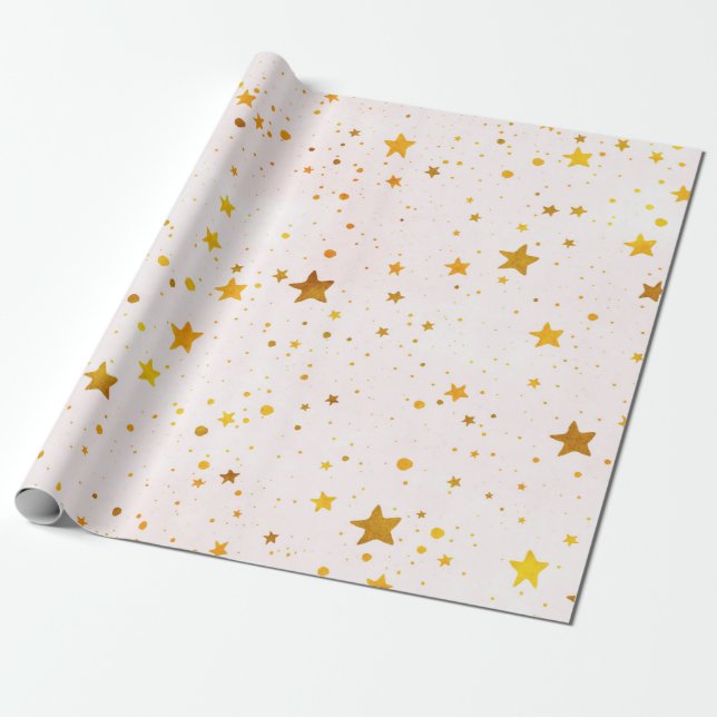 Golden Stars Wrapping Paper (Unrolled)