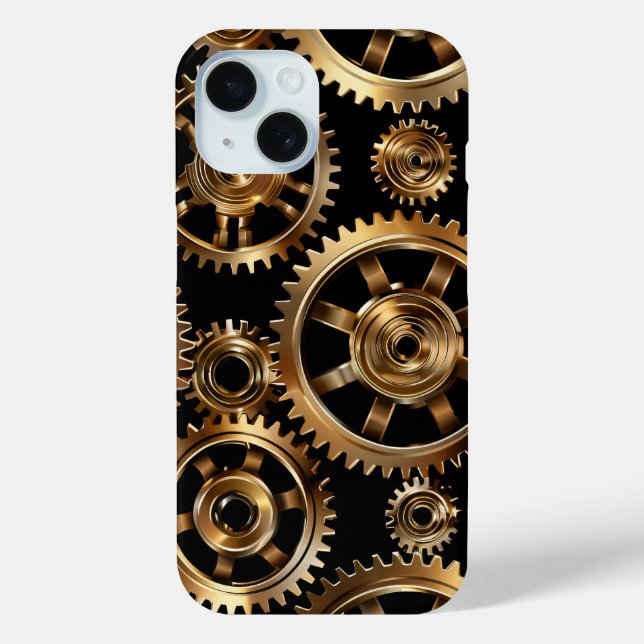 Golden Steampunk Gears Phone Case (Back)