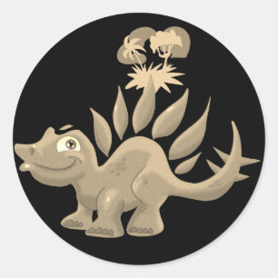 Golden Stegosaurus Classic Round Sticker