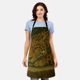 Golden Stillness – Resting Leopard in Foliage Apron