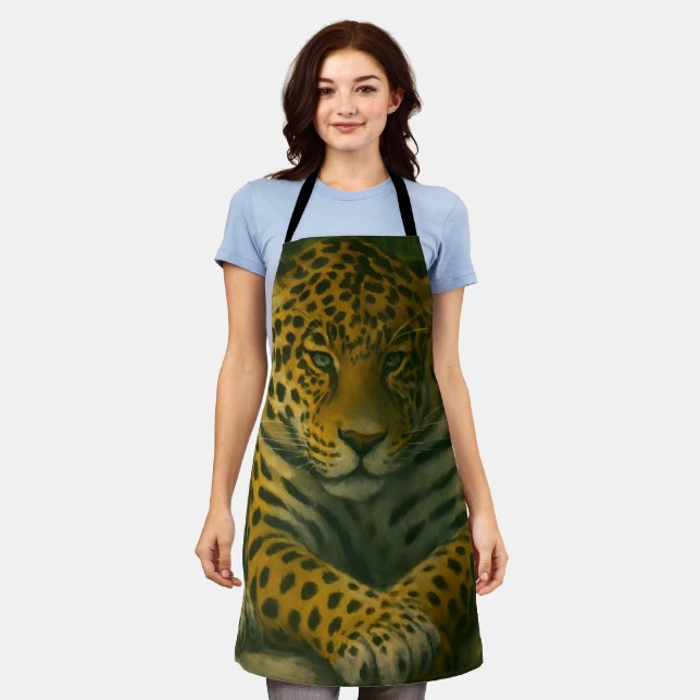 Golden Stillness – Resting Leopard in Foliage Apron (Worn)