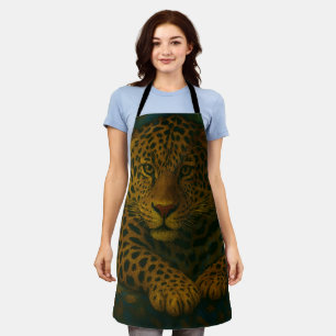 Golden Stillness – Resting Leopard in Foliage Apron