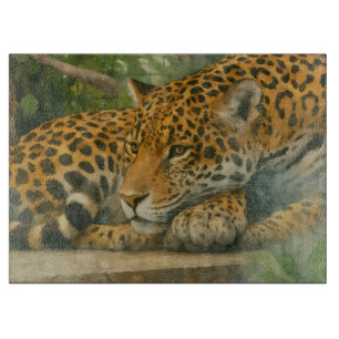 Golden Stillness – Resting Leopard in Foliage Cutting Board