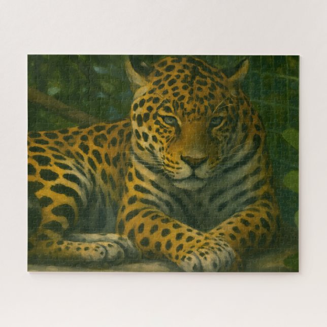 Golden Stillness – Resting Leopard in Foliage Jigsaw Puzzle (Horizontal)