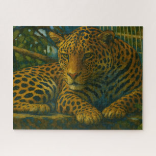 Golden Stillness – Resting Leopard in Foliage Jigsaw Puzzle