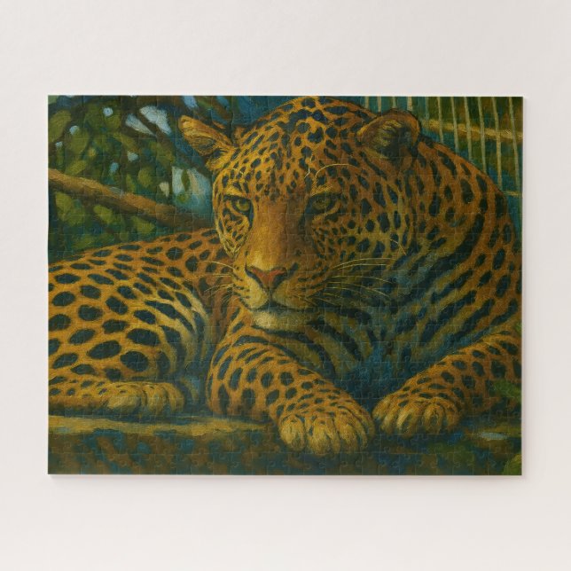 Golden Stillness – Resting Leopard in Foliage Jigsaw Puzzle (Horizontal)
