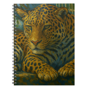 Golden Stillness – Resting Leopard in Foliage Notebook