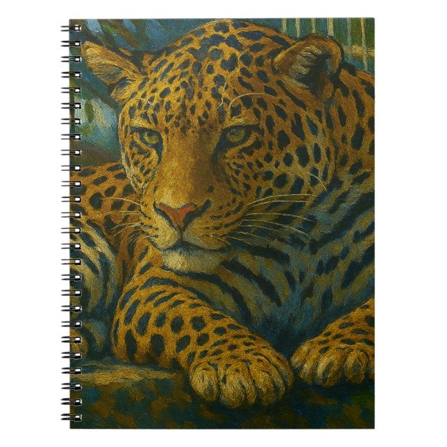 Golden Stillness – Resting Leopard in Foliage Notebook (Front)