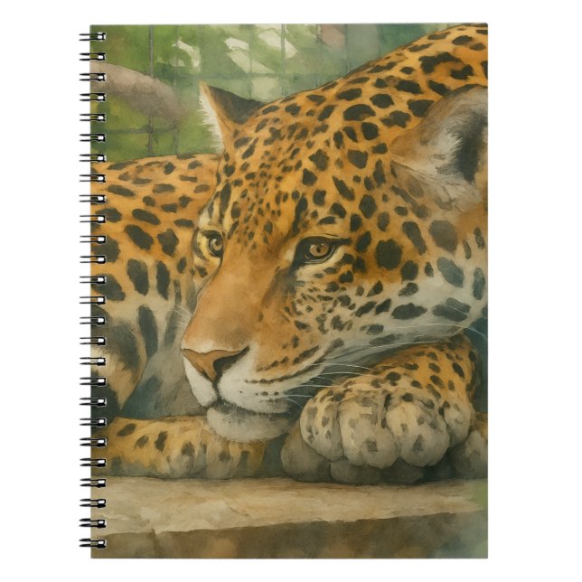 Golden Stillness – Resting Leopard in Foliage Notebook (Front)