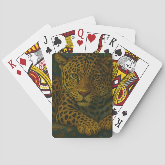 Golden Stillness – Resting Leopard in Foliage Playing Cards (Back)