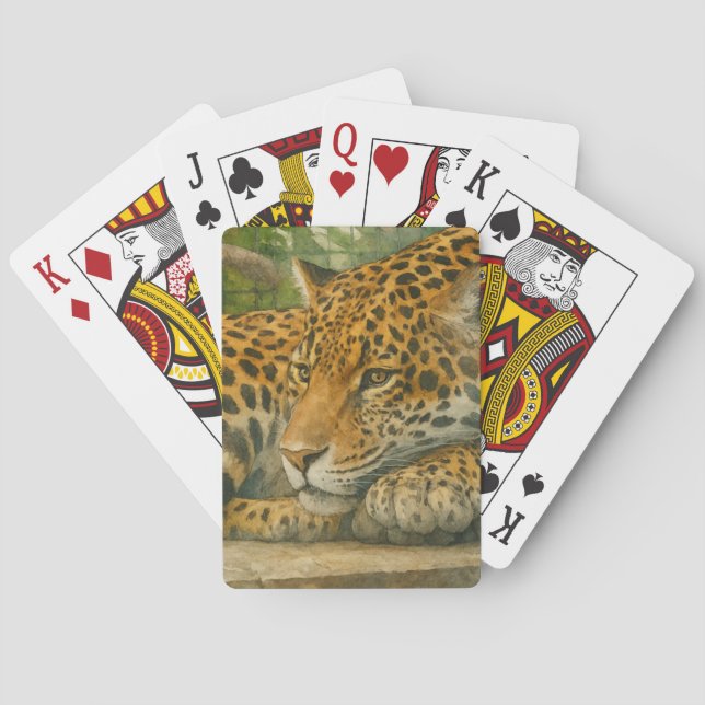 Golden Stillness – Resting Leopard in Foliage Playing Cards (Back)