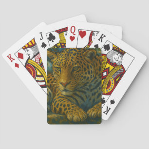 Golden Stillness – Resting Leopard in Foliage Playing Cards