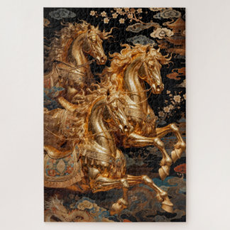 Golden Storm Horses in the Night Sky Jigsaw Puzzle