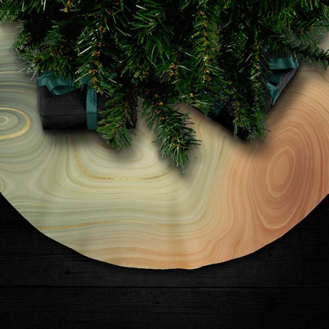 Golden Strata | Peach Burnt Orange Green Agate Brushed Polyester Tree Skirt (Creator Uploaded)