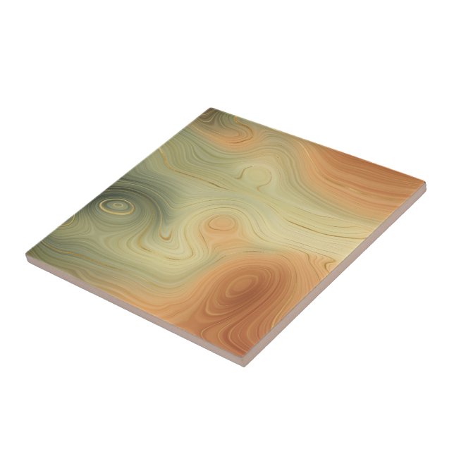 Golden Strata | Peach Burnt Orange Green Agate Ceramic Tile (Side)